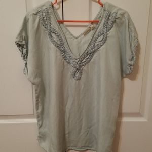 Anthropologie Braided Soft Denim Top